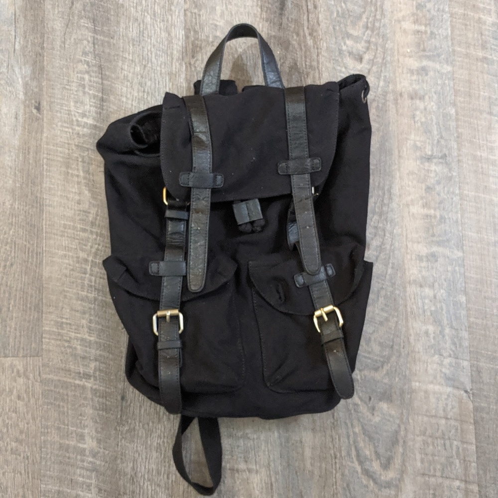 ASOS Black Unisex Canvas Ruck Sack Backpack